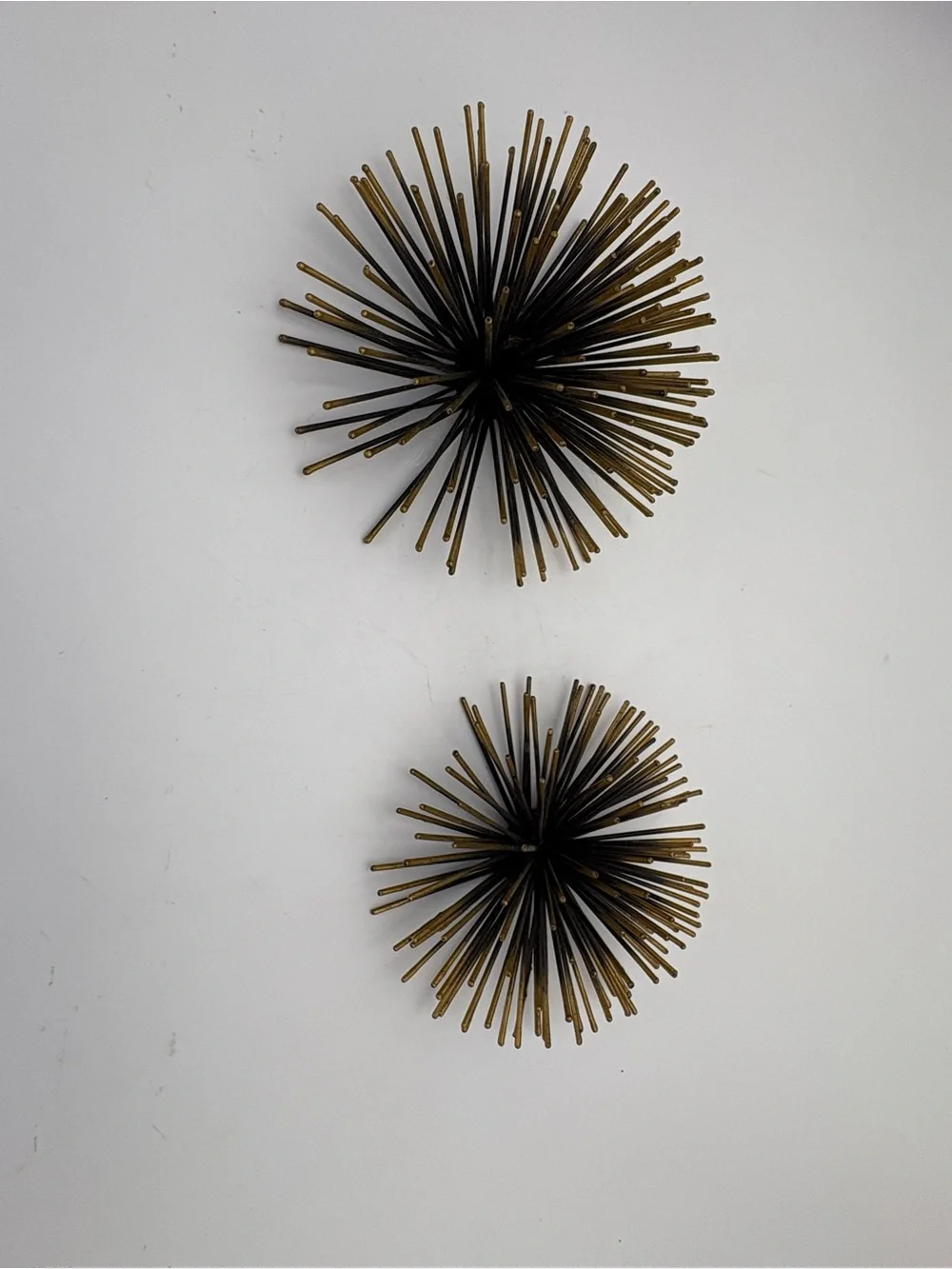 Mid-Century Modern Style Starburst/Sea Urchin Wall Hangings in Gold and Black